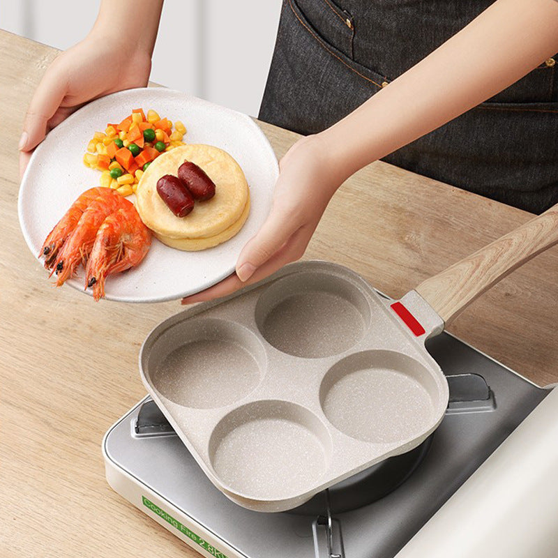 Four-Hole Nonstick Breakfast Pan with Glass Lid