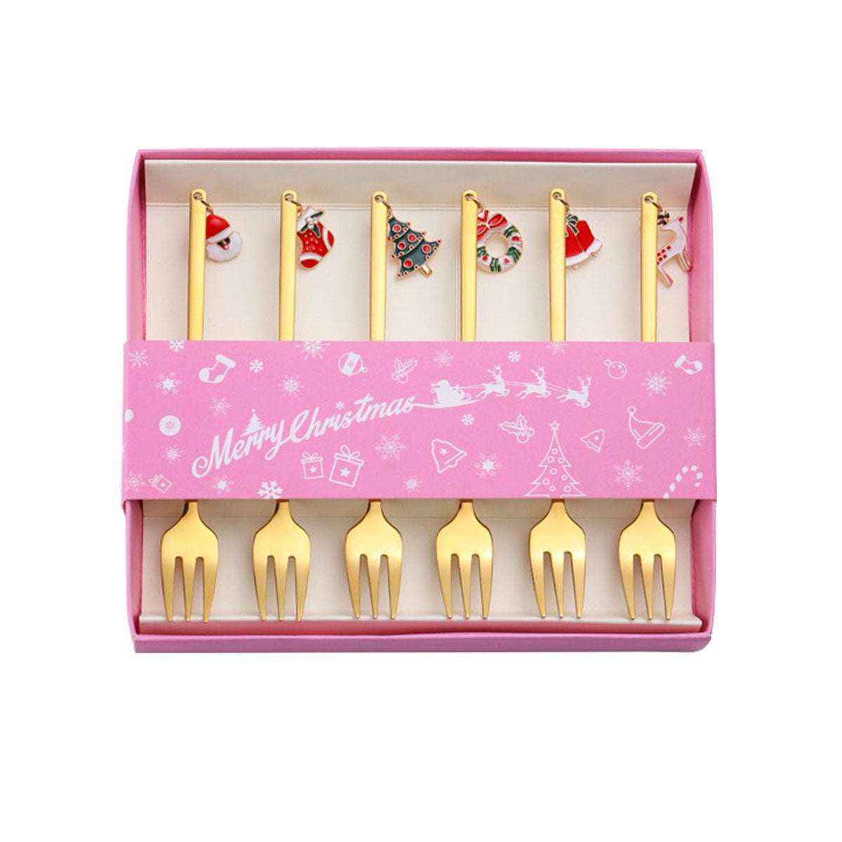 Christmas gift tableware stainless steel coffee spoon dessert spoon fork set - Kivora