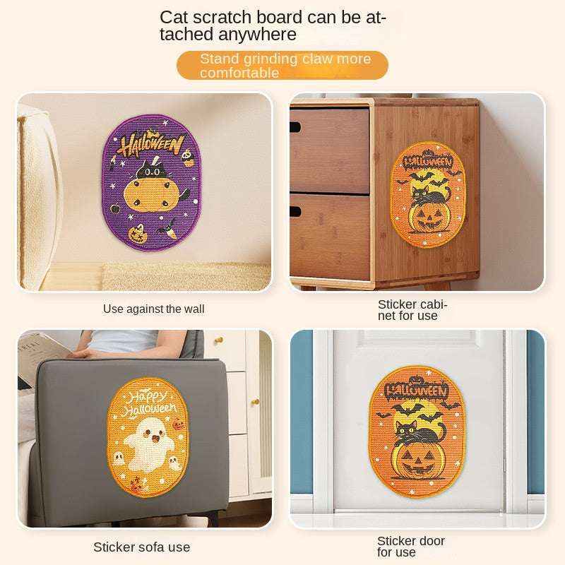 New Halloween Christmas Tree Cartoon Cat Scratcher Durable Non-Shedding Wall-Mounted Cat Claw Sharpening Sisal Scratching Board - Kivora