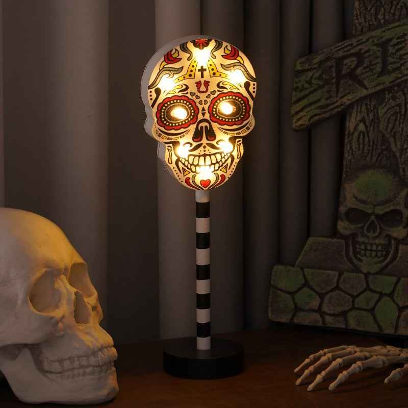 LED Halloween Lights Pumpkin Ghost Skull Wooden Decoration Night Light Atmosphere Light - Kivora
