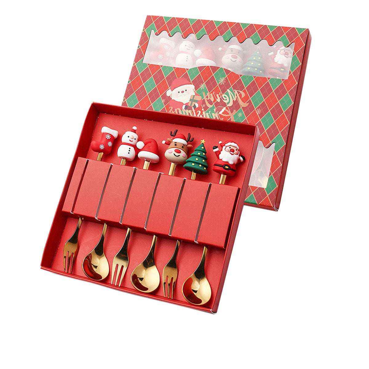 Christmas gift tableware stainless steel coffee spoon dessert spoon fork set - Kivora