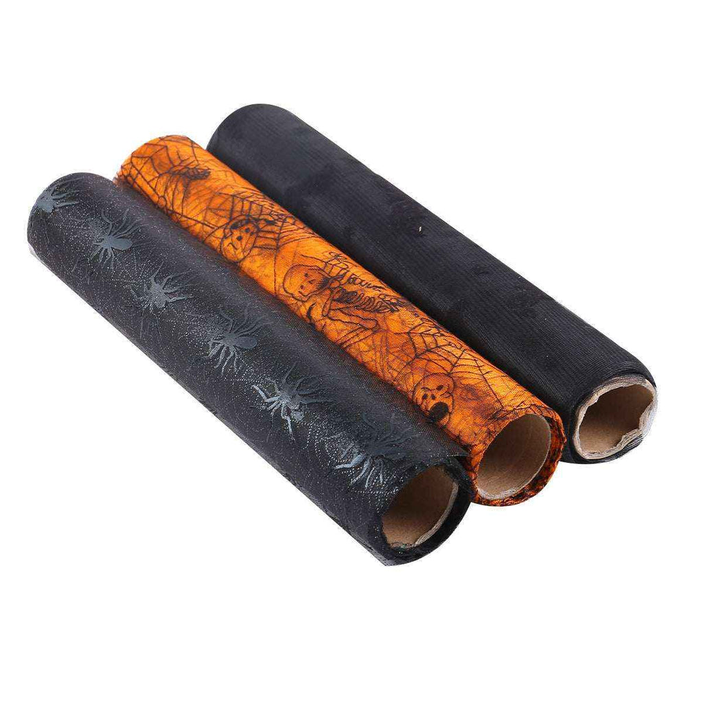 Halloween Bat Spider Web Yarn Roll Meal Mat Ghost Festival Party Table Decoration Mesh Tablecloth Table Banner - Kivora