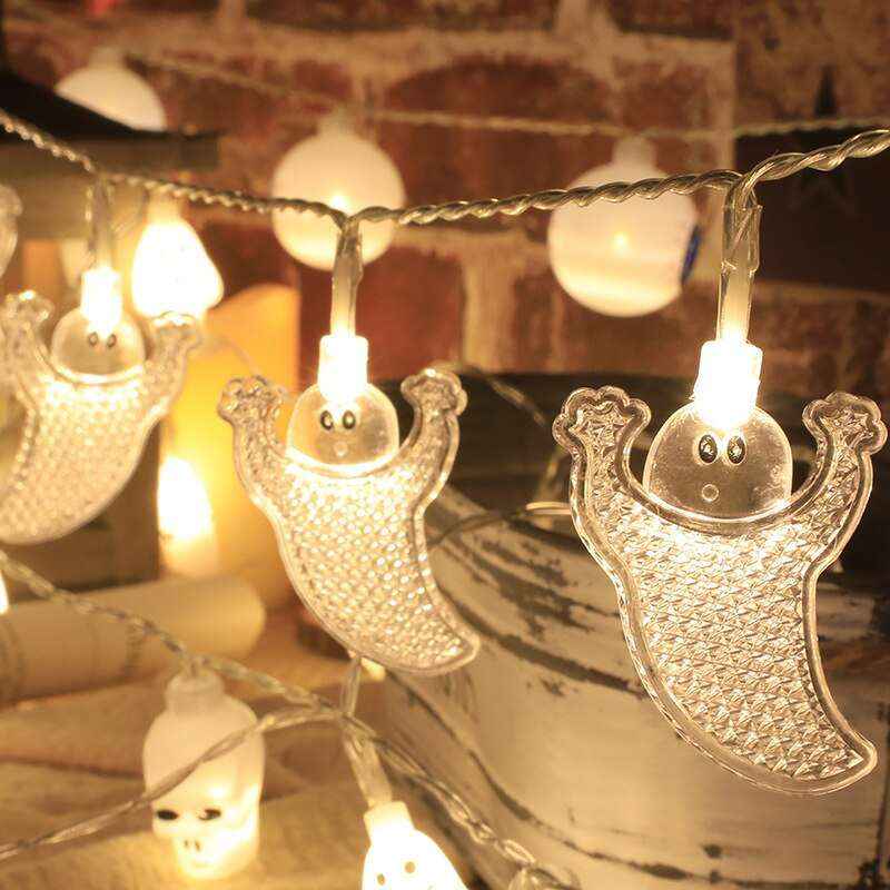 1.5m 10Led Halloween Pumpkin Ghost Skeletons Bat Spider Led Light String Festival Home Bar Party Decor Halloween Ornament - Kivora
