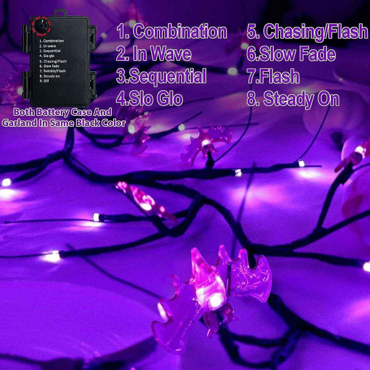 Halloween LED Rattan Spider & Bat Tree Branch String Lights – Outdoor Waterproof Décor - Kivora