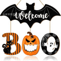 Wooden Halloween BOO Door Sign Decoration Ghost Bat Welcome Wooden Ghost Door Plaque - Kivora