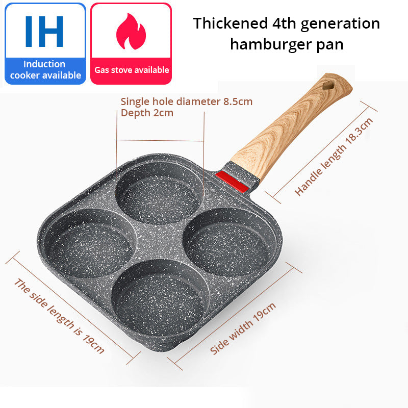 Four-Hole Nonstick Breakfast Pan with Glass Lid