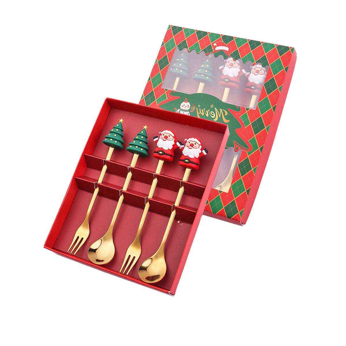 Christmas gift tableware stainless steel coffee spoon dessert spoon fork set - Kivora