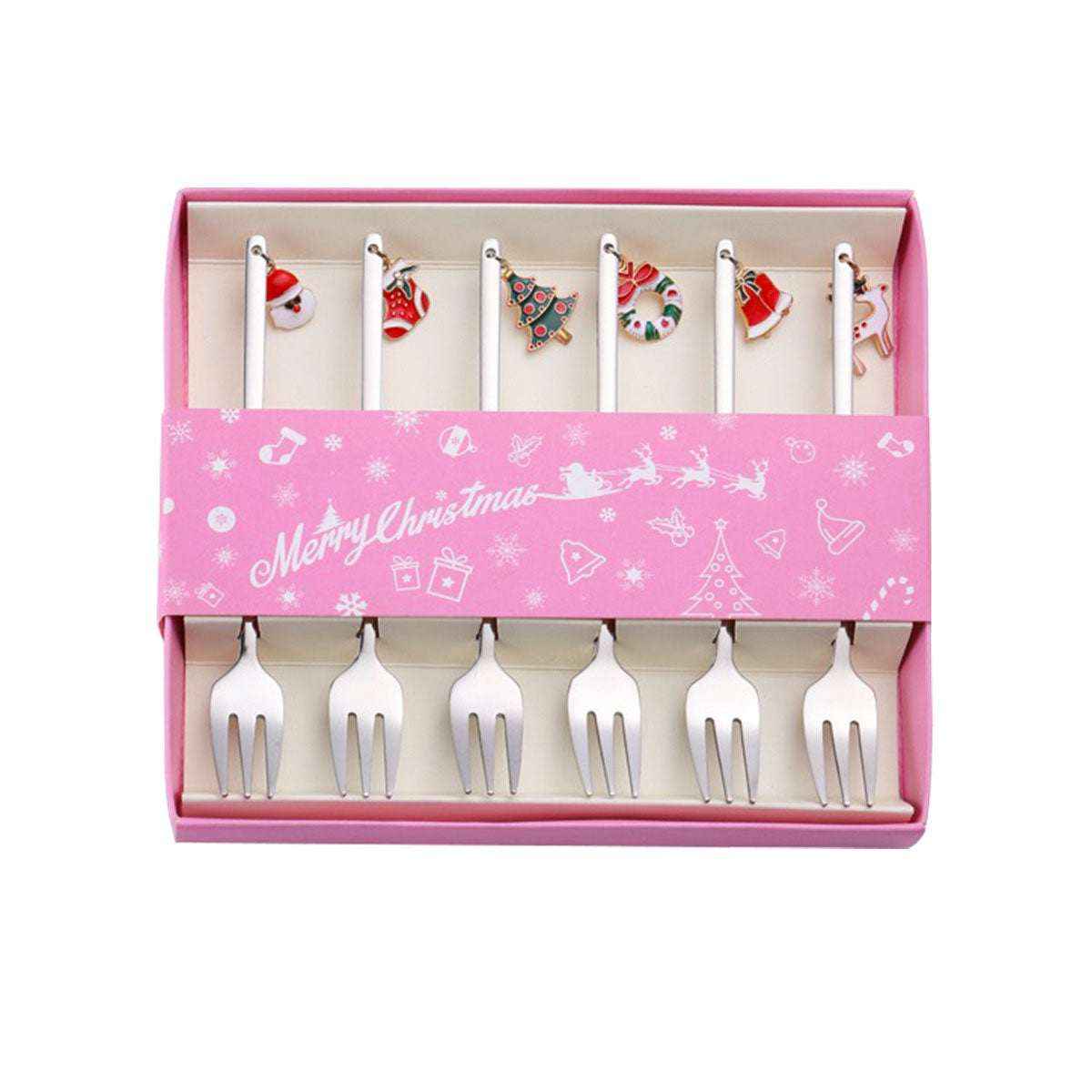 Christmas gift tableware stainless steel coffee spoon dessert spoon fork set - Kivora