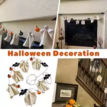 Halloween Ghost Garland – Farmhouse Hanging Decoration for Indoor & Outdoor Décor - Kivora