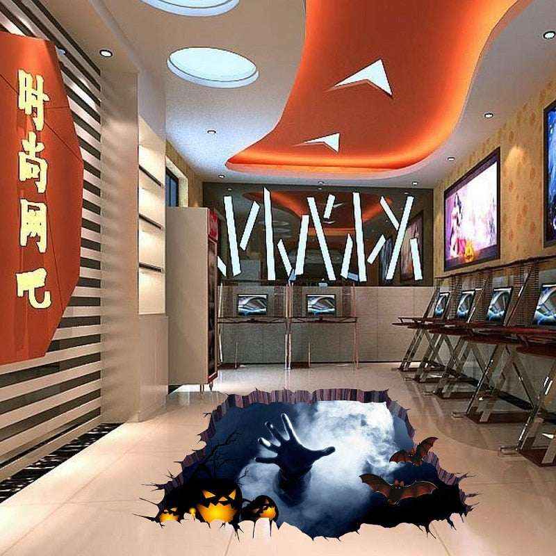 3D Halloween Wall Stickers – Spooky Pumpkin & Broken Wall Decals - Kivora