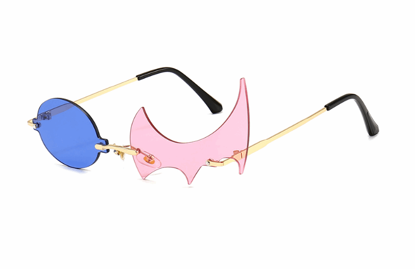 Funny Unique Rimless Round Flame Shape Sunglasses Women Vintage Clear Ocean Lens Eyewear - Kivora