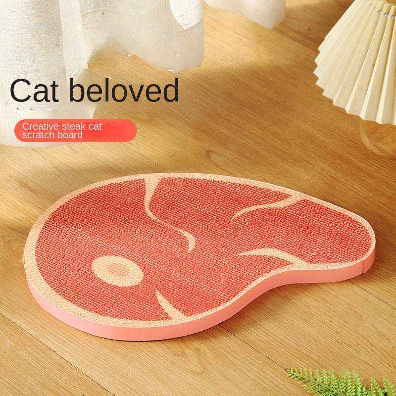 Creative New Design Steak Corrugated Cat Scratcher, Cat Claw Sharpening Rest Toy, Anti-Scratch Wall-Mounted Standing Cat Toy - Kivora