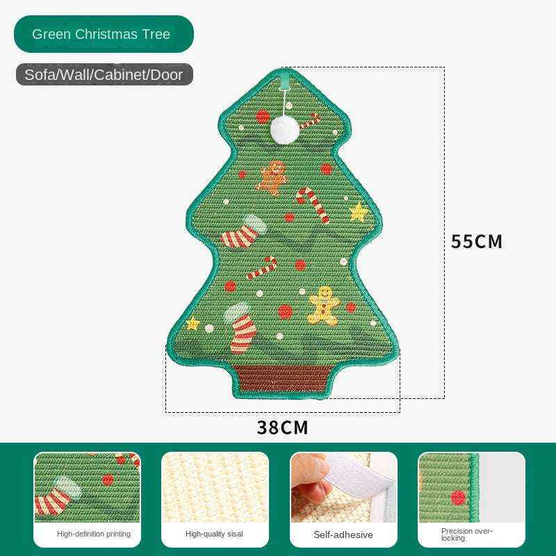New Halloween Christmas Tree Cartoon Cat Scratcher Durable Non-Shedding Wall-Mounted Cat Claw Sharpening Sisal Scratching Board - Kivora