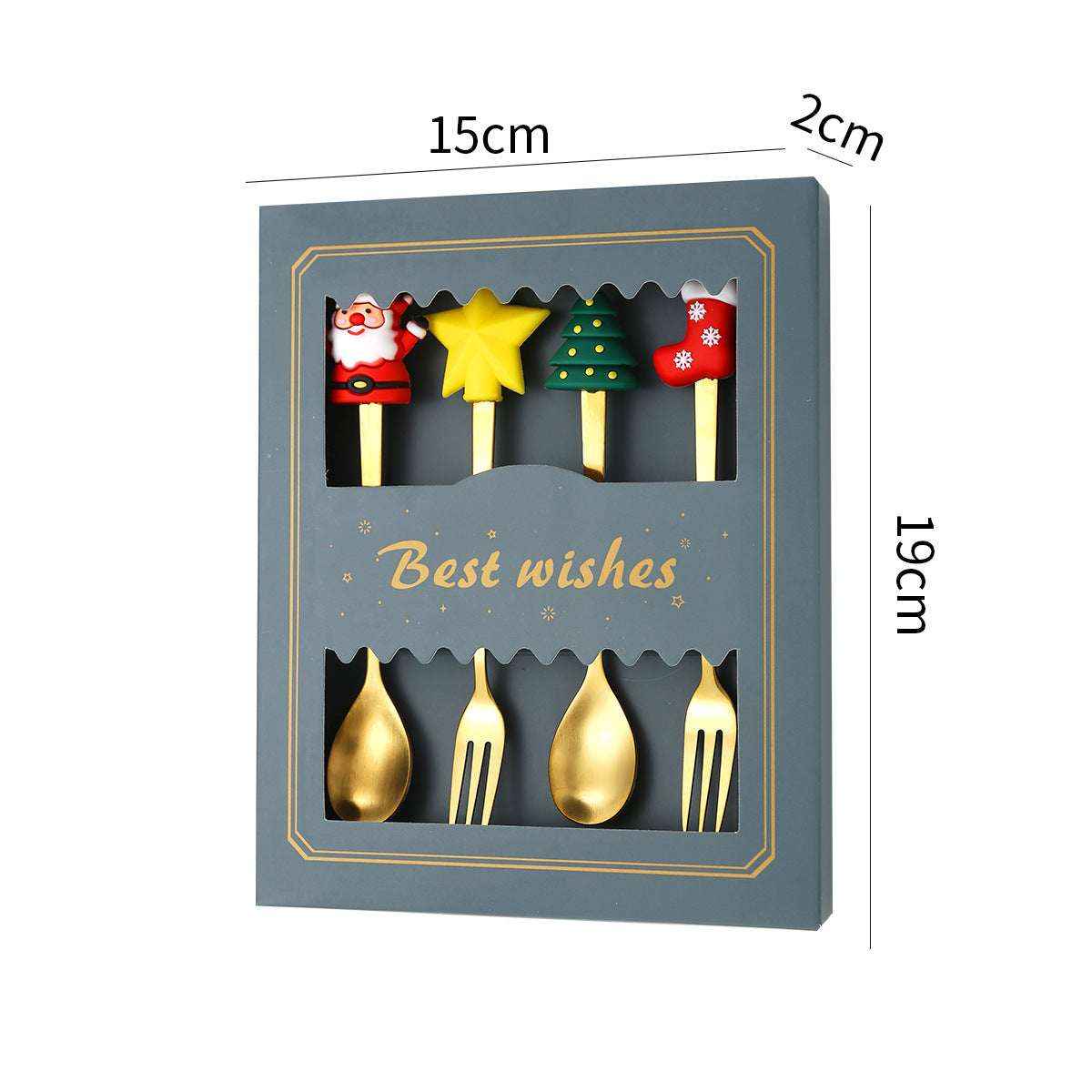 Christmas gift tableware stainless steel coffee spoon dessert spoon fork set - Kivora