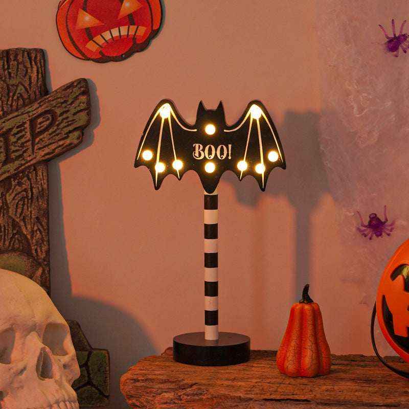 LED Halloween Lights Pumpkin Ghost Skull Wooden Decoration Night Light Atmosphere Light - Kivora