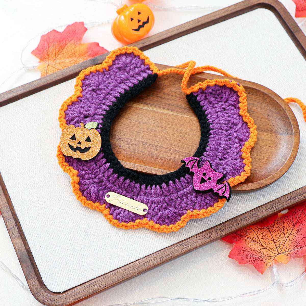 Halloween Pet Bandana Scarf – Cute Cartoon Knit Bib for Cats & Dogs - Kivora