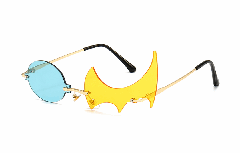Funny Unique Rimless Round Flame Shape Sunglasses Women Vintage Clear Ocean Lens Eyewear - Kivora