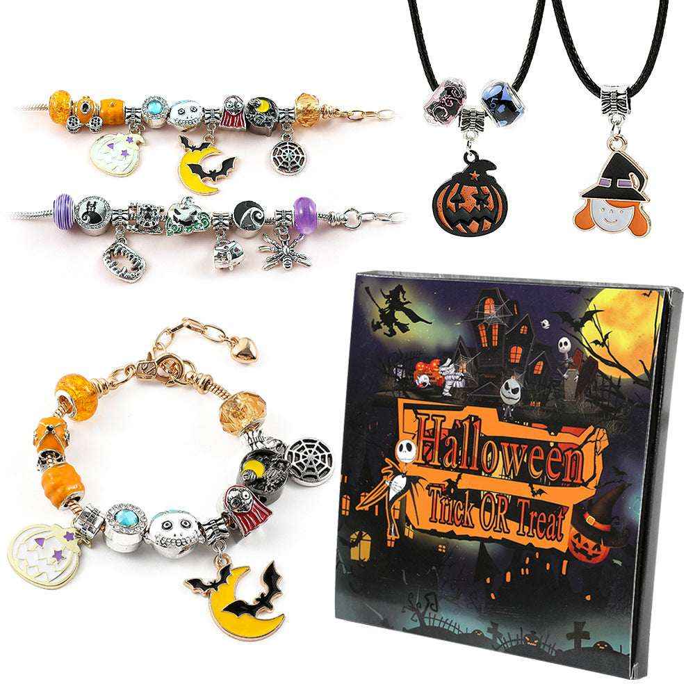Halloween DIY Bead Bracelet & Necklace Gift Set – Kids Jewelry Blind Box - Kivora