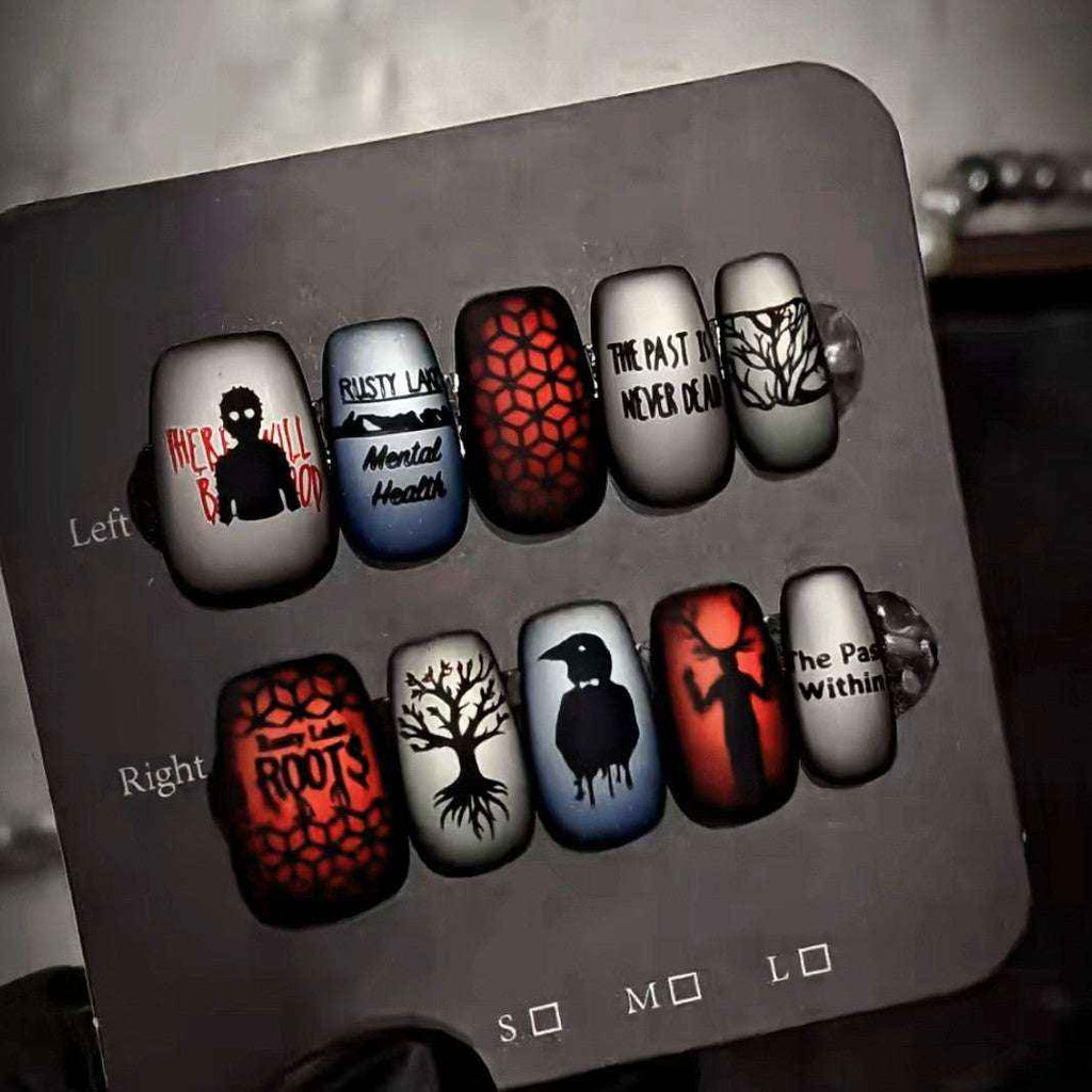 Gothic Crow & Dead Tree Press-On Nails – Dark Armor Wearable Nail Patches - Kivora