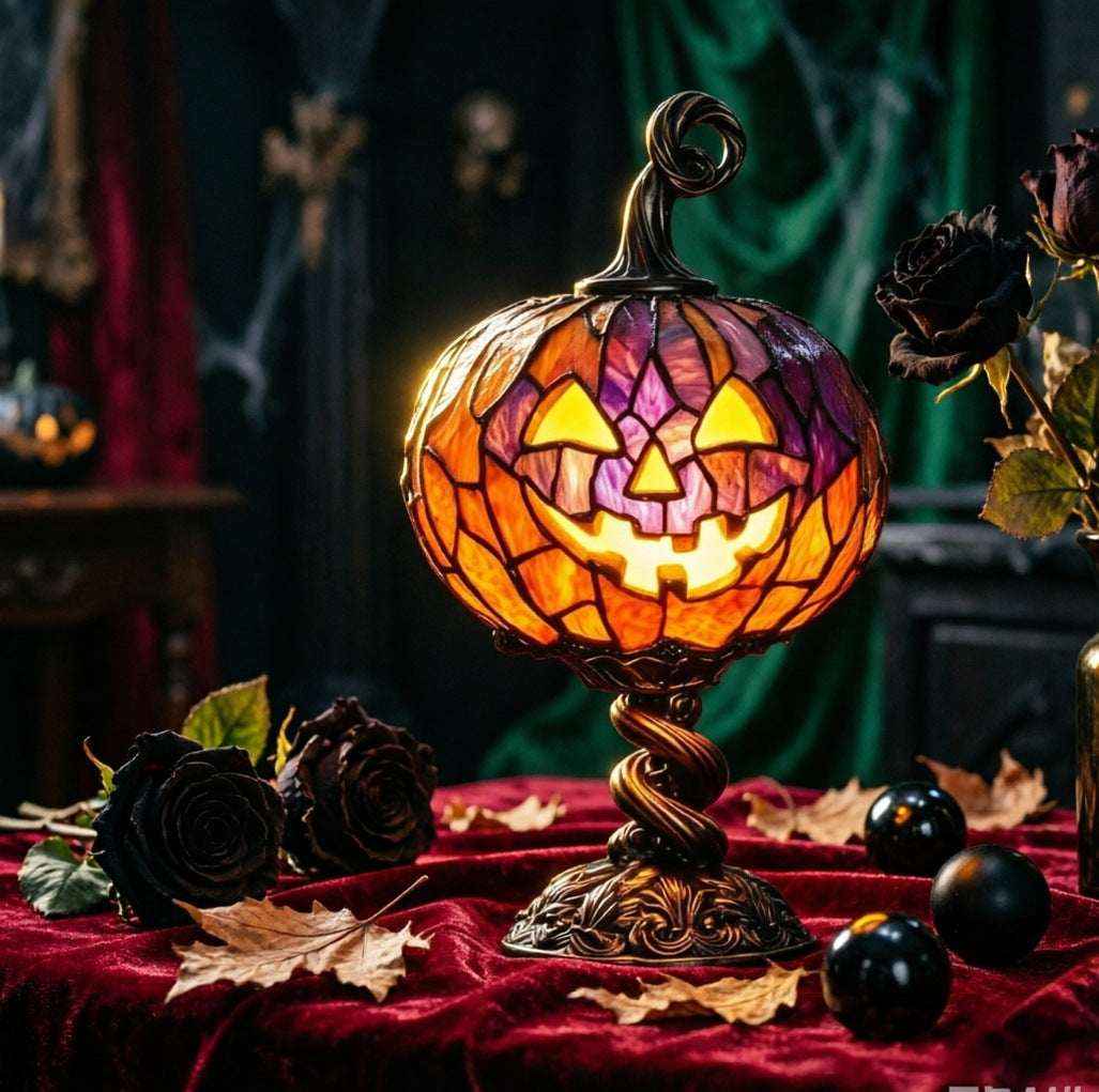 Halloween Pumpkin Lamp - Glowing Ghost & Bat Decor | Kivora