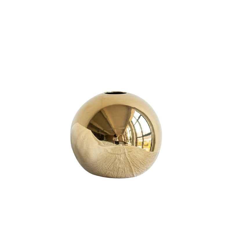 European Style Gold Plated Ceramic Vase Circular Model Room Wedding Decoration, Flower Arrangement, Vase Placement, Jewelry - Kivora