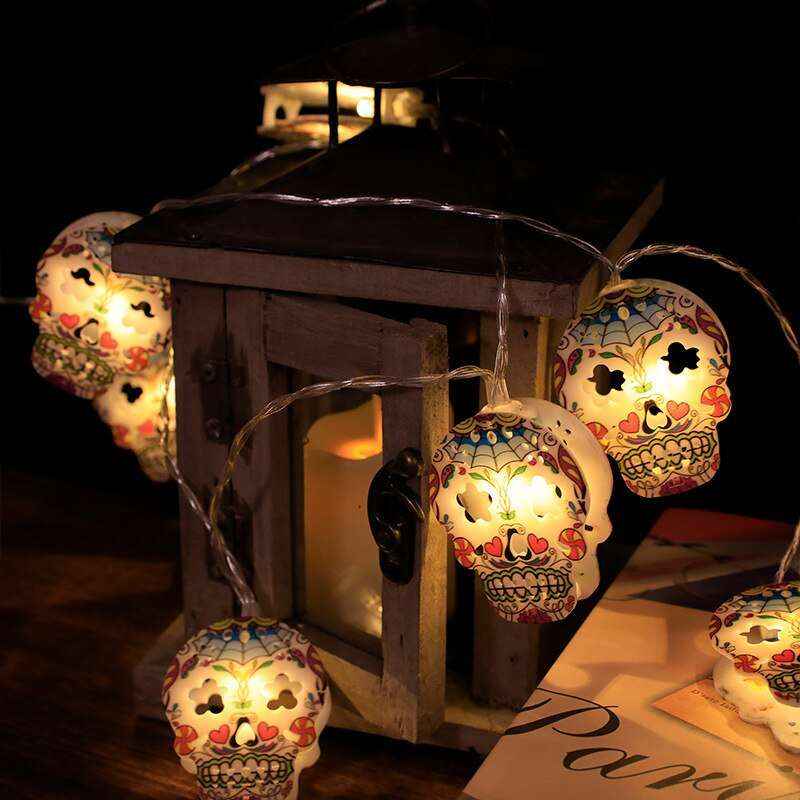 1.5m 10Led Halloween Pumpkin Ghost Skeletons Bat Spider Led Light String Festival Home Bar Party Decor Halloween Ornament - Kivora