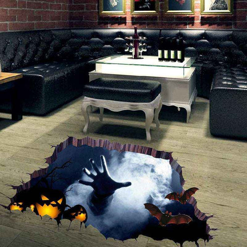 3D Halloween Wall Stickers – Spooky Pumpkin & Broken Wall Decals - Kivora
