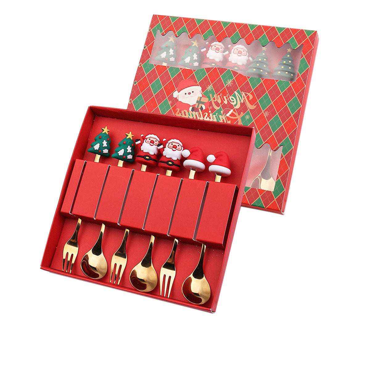 Christmas gift tableware stainless steel coffee spoon dessert spoon fork set - Kivora