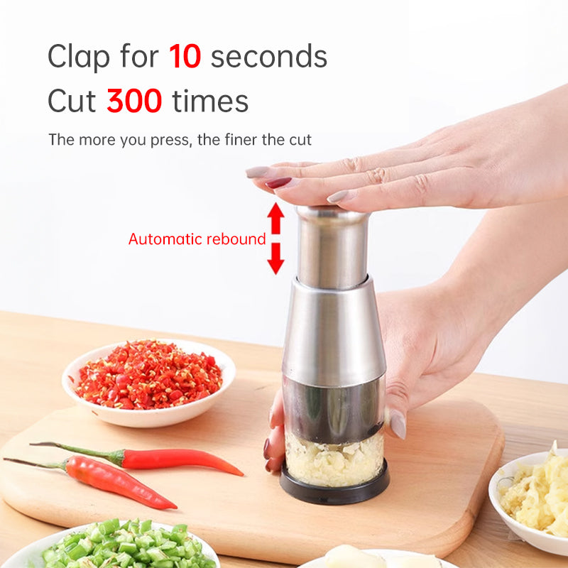 Manual Garlic & Herb Chopper with Stainless Steel Blades