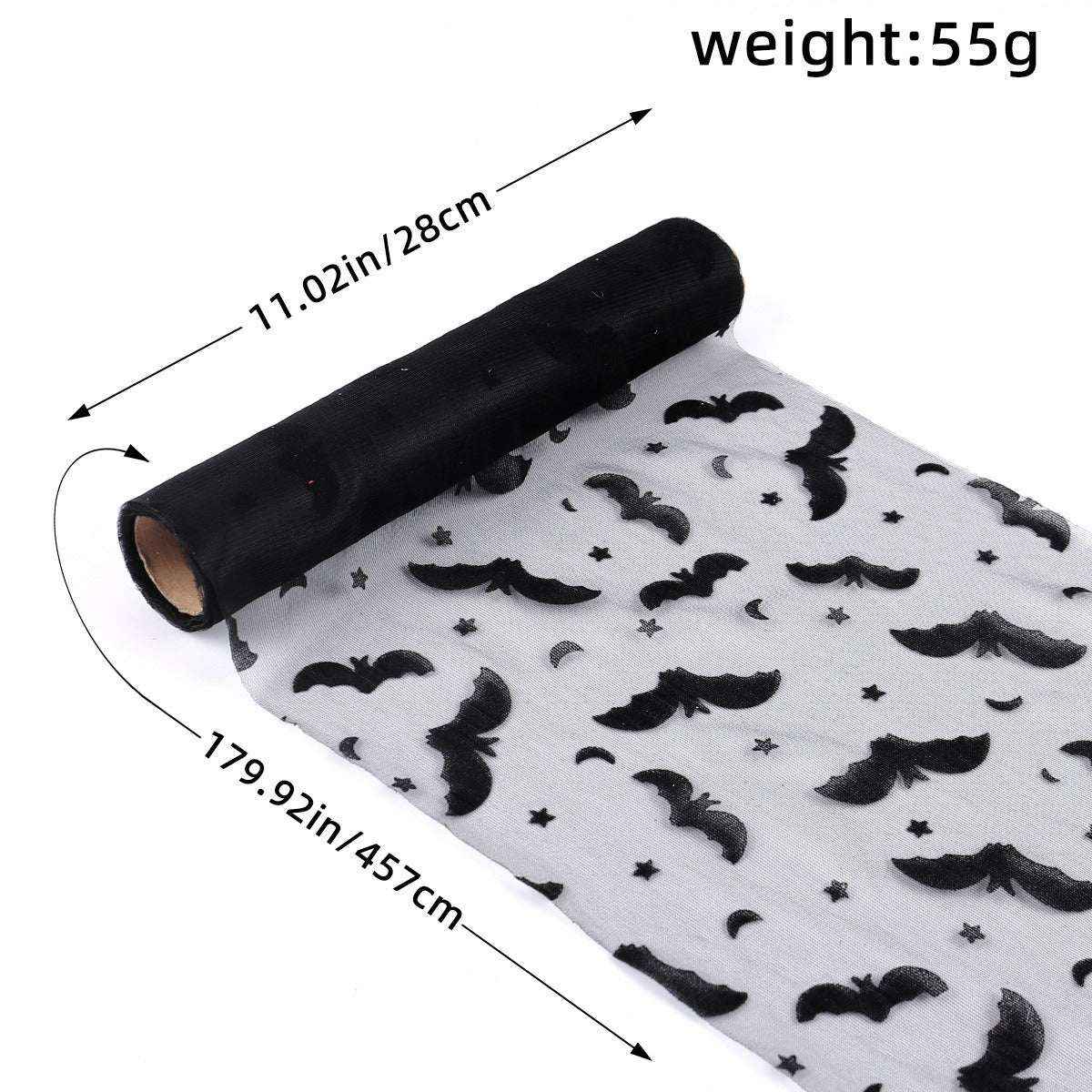 Halloween Bat Spider Web Yarn Roll Meal Mat Ghost Festival Party Table Decoration Mesh Tablecloth Table Banner - Kivora