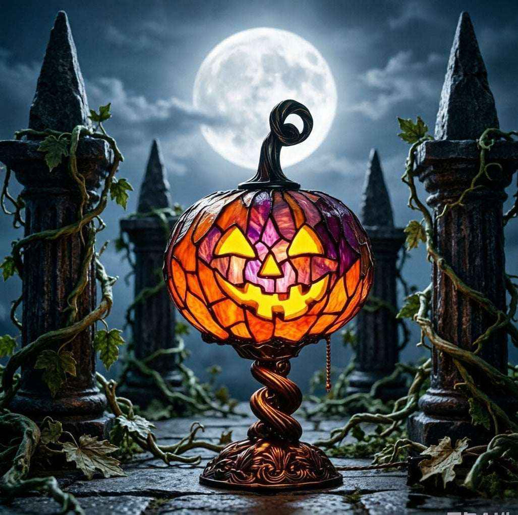 Halloween Pumpkin Lamp - Glowing Ghost & Bat Decor | Kivora