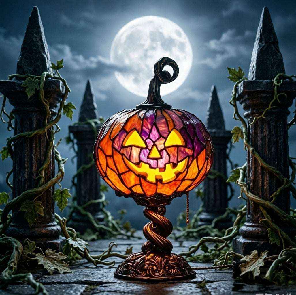 Halloween Pumpkin Lamp - Glowing Ghost & Bat Decor | Kivora