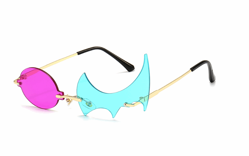 Funny Unique Rimless Round Flame Shape Sunglasses Women Vintage Clear Ocean Lens Eyewear - Kivora