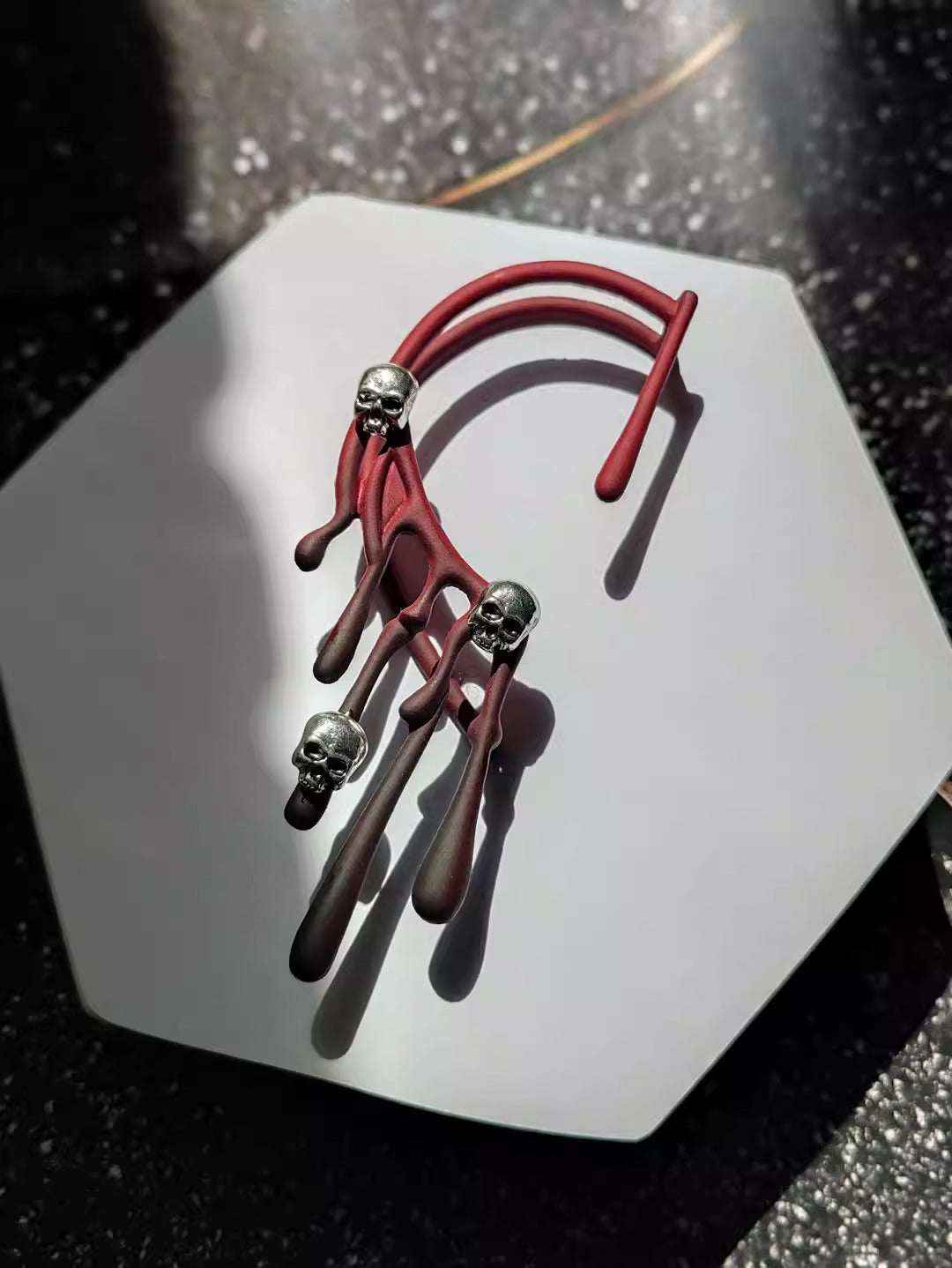 Exaggerated Lava Drop Earrings – Retro Wine Red Halloween Statement Jewelry - Kivora