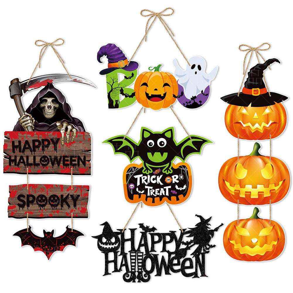 Halloween Door Hanger Decorations – Pumpkin, Skeleton, Bat, Witch & More - Kivora