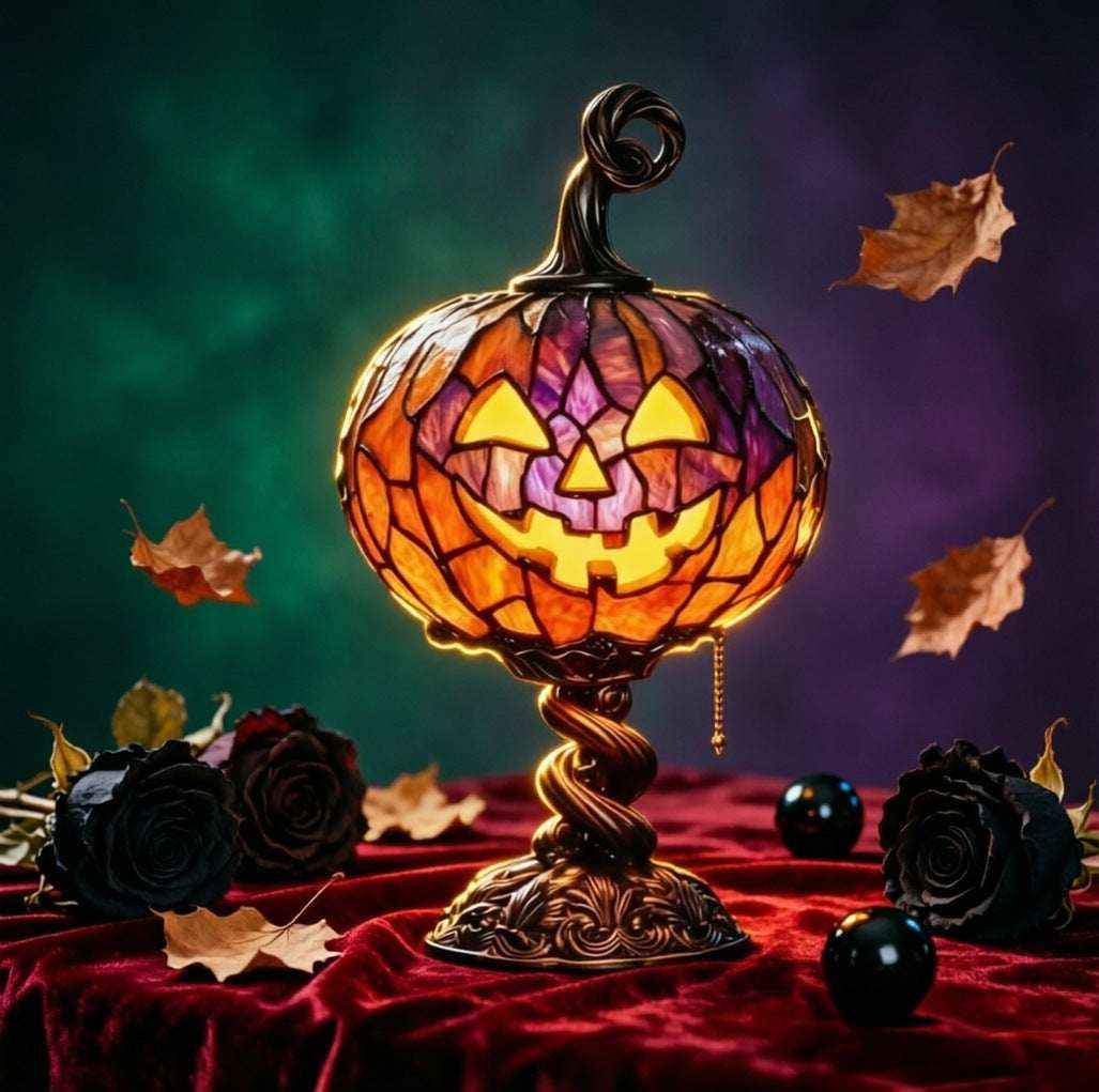 Halloween Pumpkin Lamp - Glowing Ghost & Bat Decor | Kivora