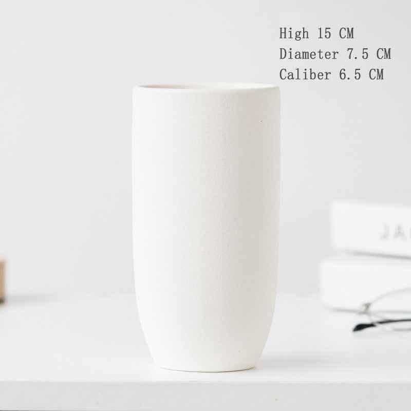Simple Retro Frosted Ceramic Vase, Coarse Ceramic Round Bottle, Creative Home Decoration, Nordic Pastoral Style Handicrafts - Kivora