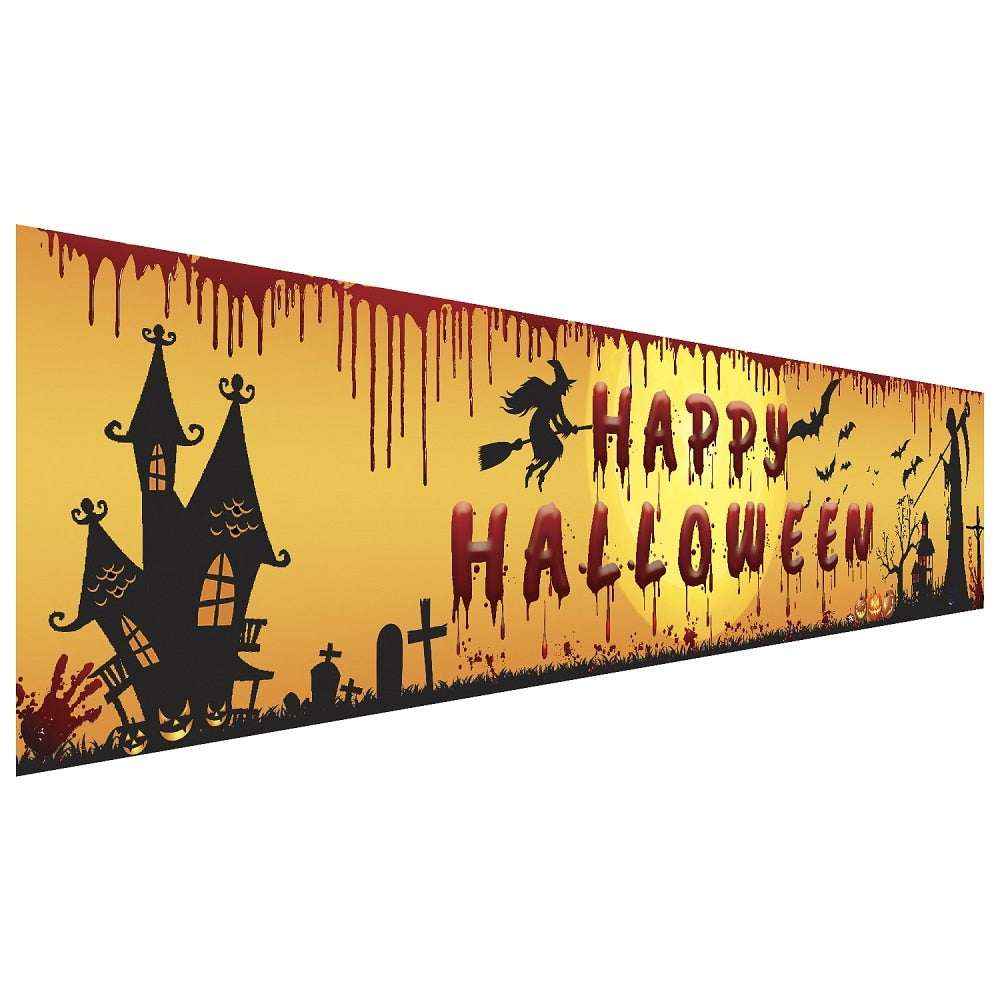 250x48cm Latest Happy Halloween Bloody Bat Pumpkin Ghost Print Party Backdrop Hanging Banner Halloween Decor - Kivora