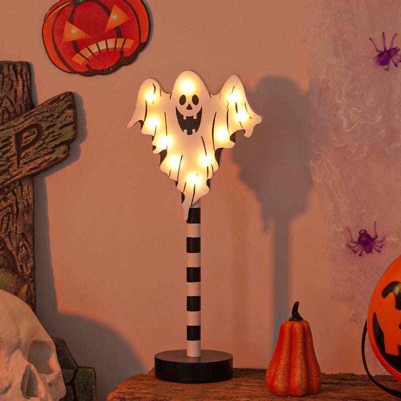LED Halloween Lights Pumpkin Ghost Skull Wooden Decoration Night Light Atmosphere Light - Kivora