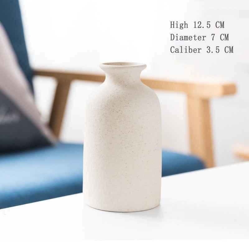 Simple Retro Frosted Ceramic Vase, Coarse Ceramic Round Bottle, Creative Home Decoration, Nordic Pastoral Style Handicrafts - Kivora