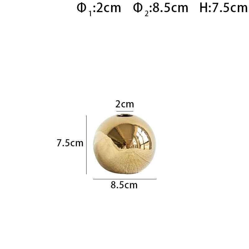 European Style Gold Plated Ceramic Vase Circular Model Room Wedding Decoration, Flower Arrangement, Vase Placement, Jewelry - Kivora