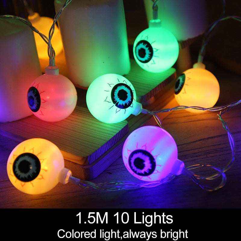1.5m 10Led Halloween Pumpkin Ghost Skeletons Bat Spider Led Light String Festival Home Bar Party Decor Halloween Ornament - Kivora