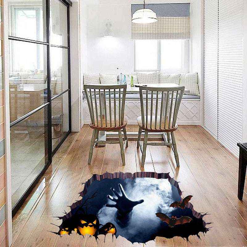 3D Halloween Wall Stickers – Spooky Pumpkin & Broken Wall Decals - Kivora