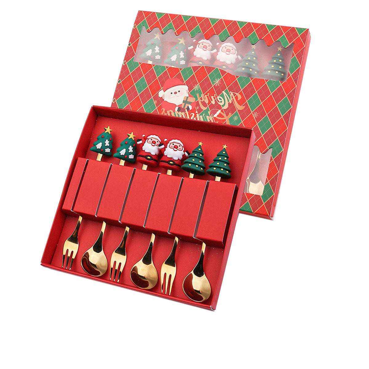 Christmas gift tableware stainless steel coffee spoon dessert spoon fork set - Kivora