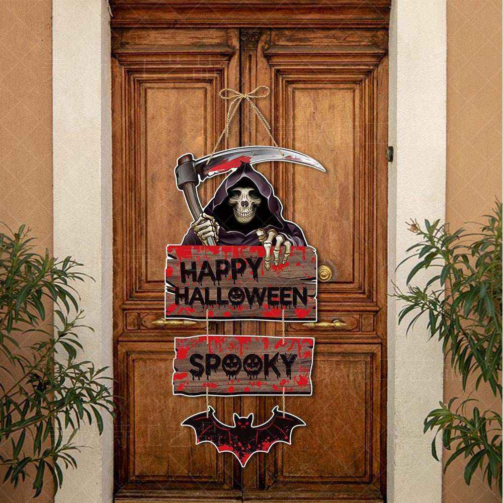 Halloween Door Hanger Decorations – Pumpkin, Skeleton, Bat, Witch & More - Kivora