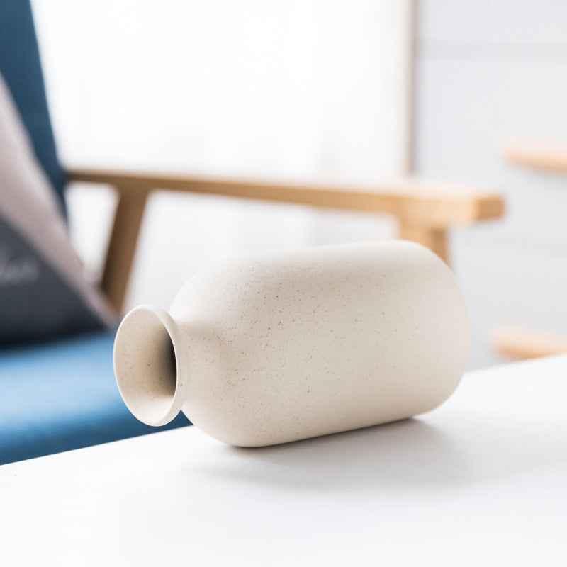Simple Retro Frosted Ceramic Vase, Coarse Ceramic Round Bottle, Creative Home Decoration, Nordic Pastoral Style Handicrafts - Kivora