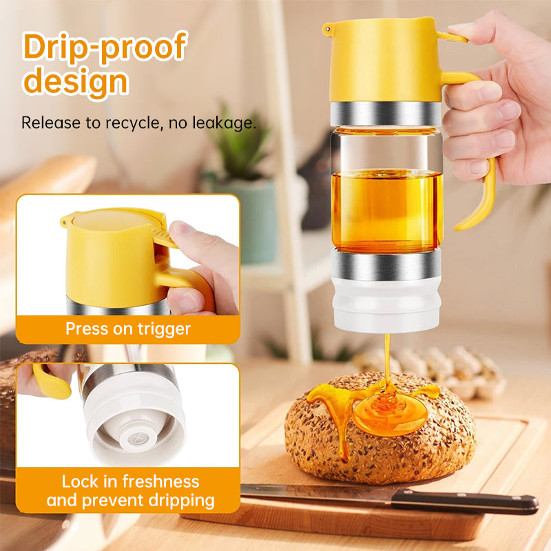 Glass Honey Dispenser with Press Pump & Handle, 300 ml