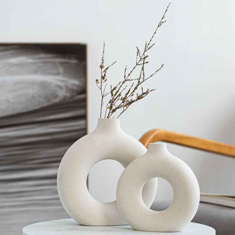 Unglazed spotted ceramic vase simple modern creative ornaments decoration - Kivora
