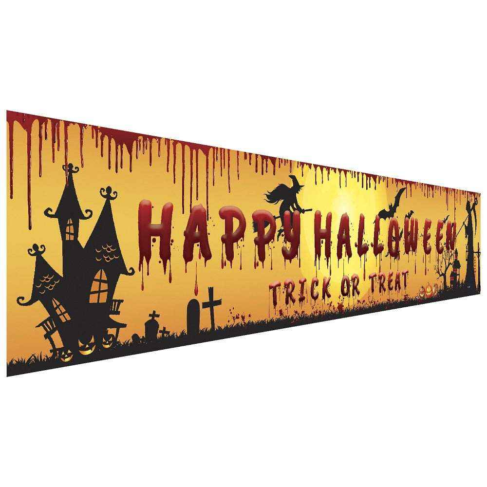 250x48cm Latest Happy Halloween Bloody Bat Pumpkin Ghost Print Party Backdrop Hanging Banner Halloween Decor - Kivora