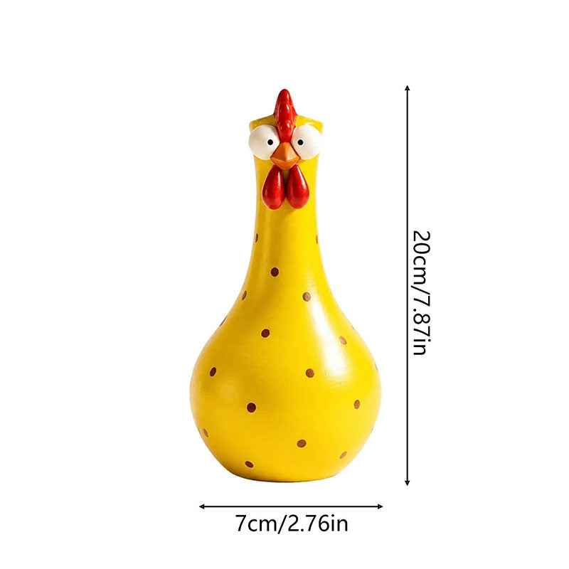 Long Neck Rooster Vase – Hand-Painted Cartoon Chicken Sculpture with Polka Dots - Kivora